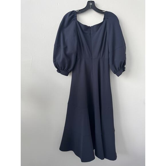 Cinq a Sept Kristina V-Neck Twisted-Front Midi Dress in Navy - Picture 5 of 10